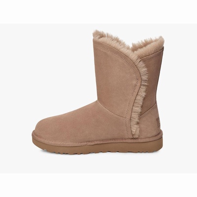 Botas UGG Classic Short Fluff High-Low Mulher Marrom | PT-ZFKNG